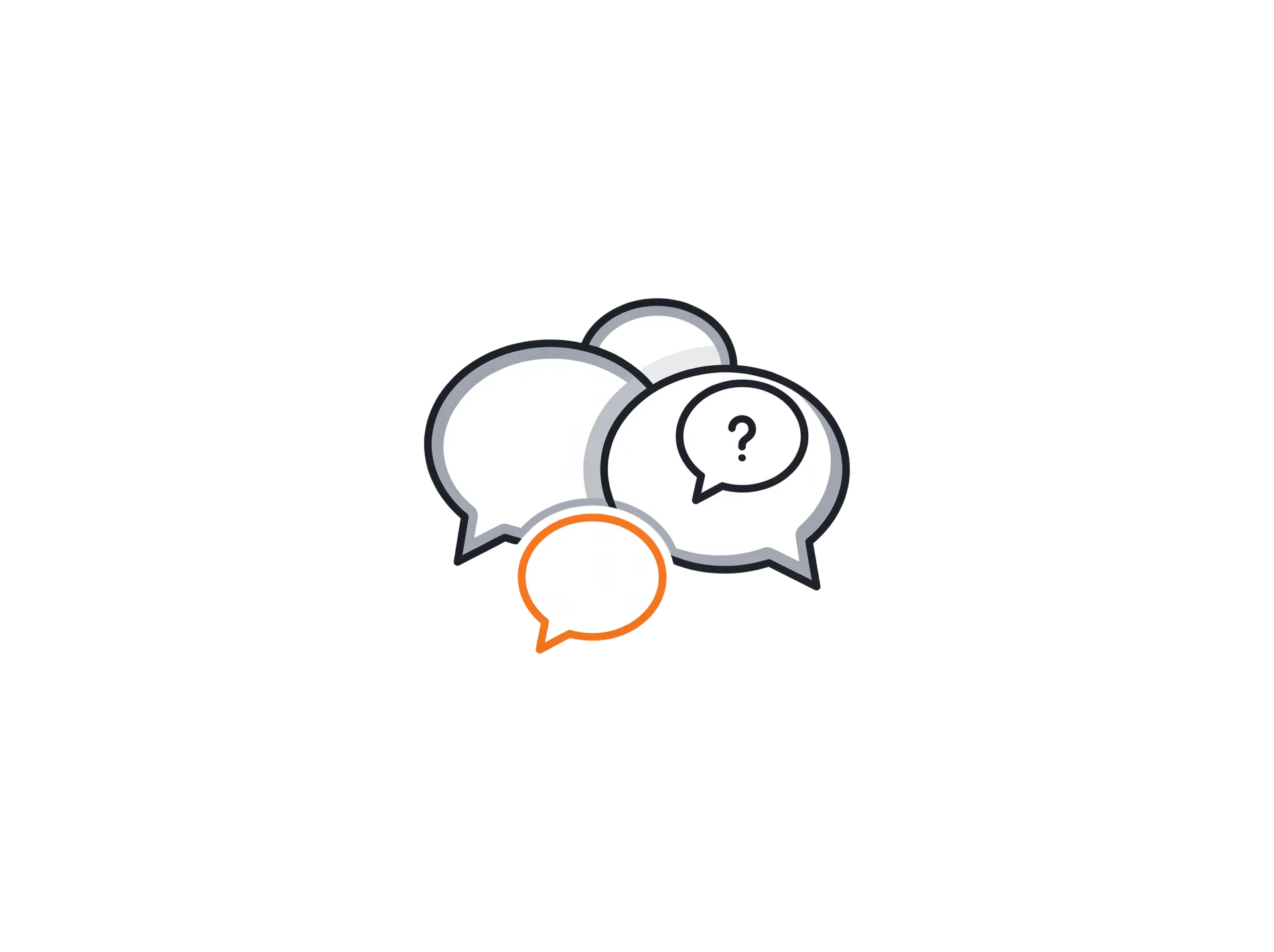 Illustrazione di un punto interrogativo accanto a una busta aperta — domande frequenti.